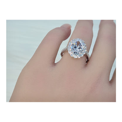 SARA Oval Cut Halo Ring in Sterling Silver
