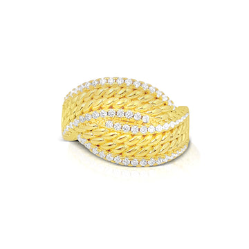 SHARON CZ Diamond Multi-Row Band Ring in 18K GP