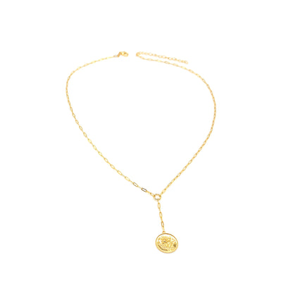SIMONNE Rose Flower Drop Necklace 18K Gold Over Sterling Silver