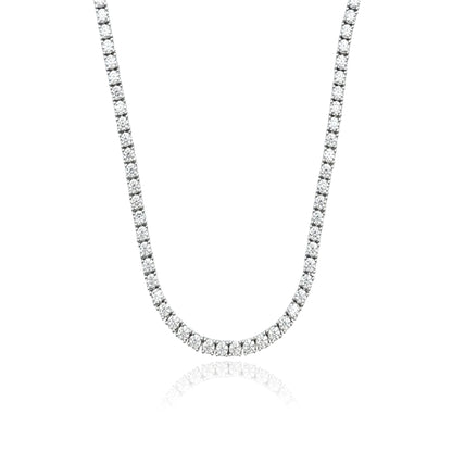 SKY 3MM Moissanite Tennis Necklace in Rhodium Over Sterling Silver