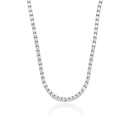SKY 3MM Moissanite Tennis Necklace in Rhodium Over Sterling Silver