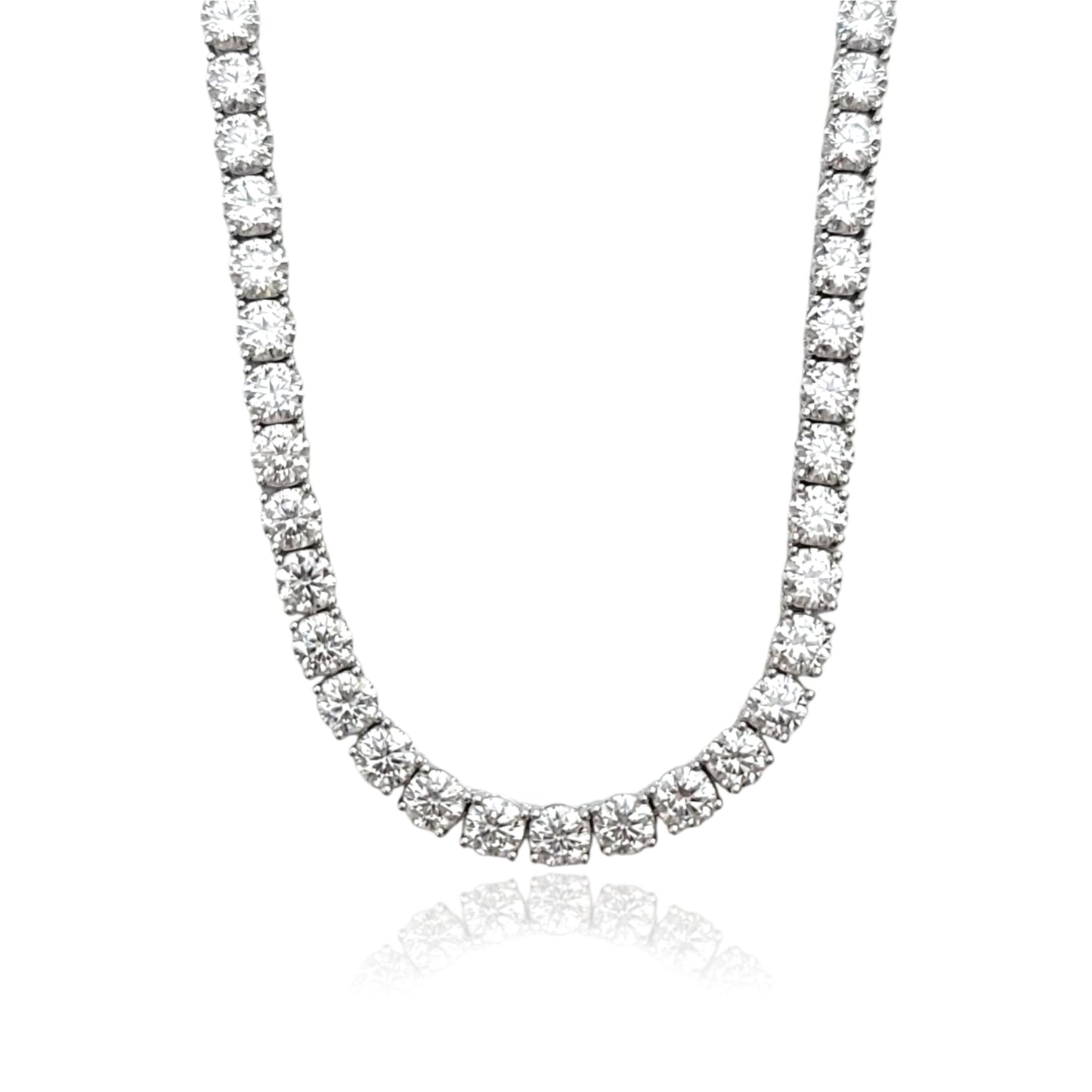SKY 5MM Moissanite Tennis Necklace in Rhodium Over Sterling Silver