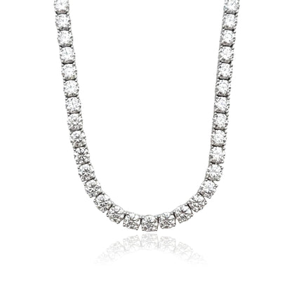 SKY 5MM Moissanite Tennis Necklace in Rhodium Over Sterling Silver