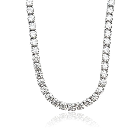 SKY 5MM Moissanite Tennis Necklace in Rhodium Over Sterling Silver