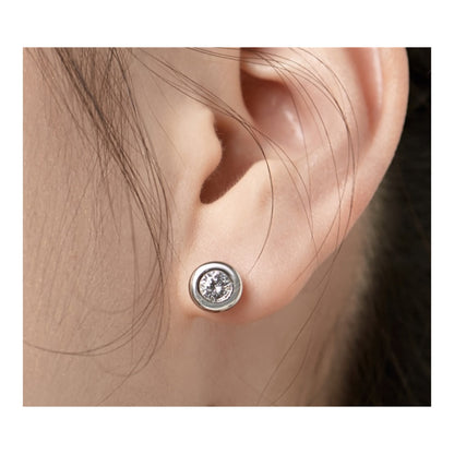 STEFANIE 8mm Round Cut Stud Earrings in Sterling Silver