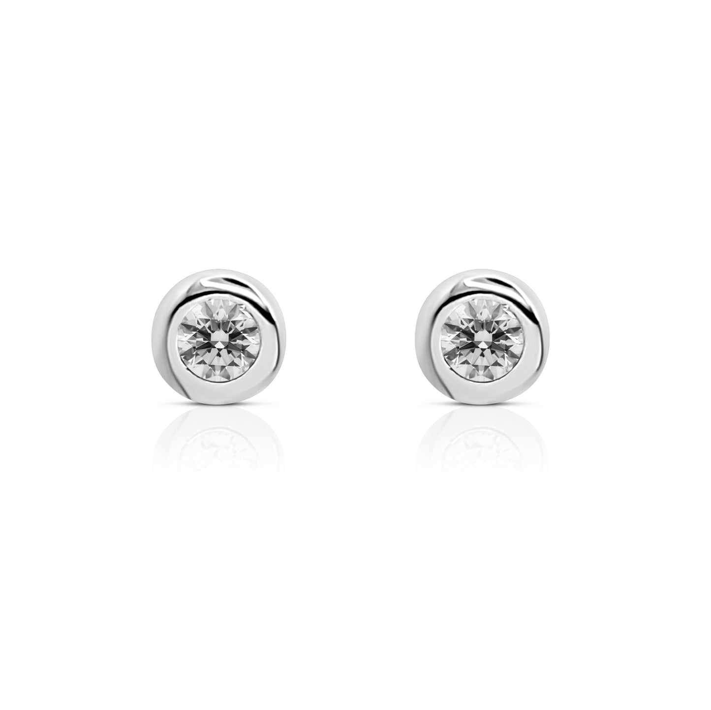 STEFANIE 8mm Round Cut Stud Earrings in Sterling Silver