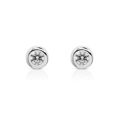 STEFANIE 8mm Round Cut Stud Earrings in Sterling Silver