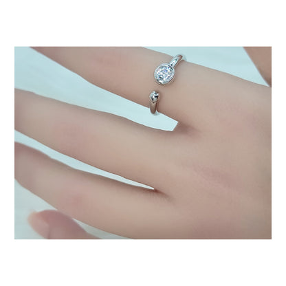STEFANIE Round Cut Open Ring in Sterling Silver