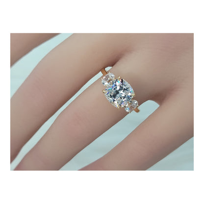 SUZIE White CZ Diamond Simulant Three Stone Ring 14K Gold Over Sterling Silver