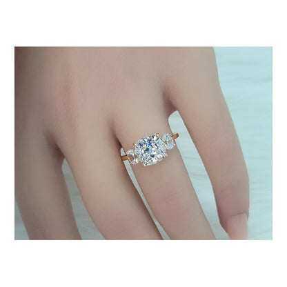 SUZIE White CZ Diamond Simulant Three Stone Ring 14K Gold Over Sterling Silver