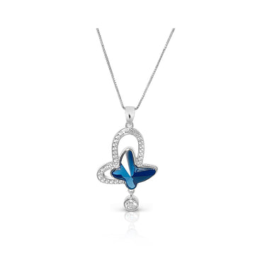 SYLVIE Turquoise Blue Butterfly Pendant Necklace