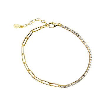 SHANNON 3MM CZ Diamond Tennis Paperclip Bracelet in 18K GP