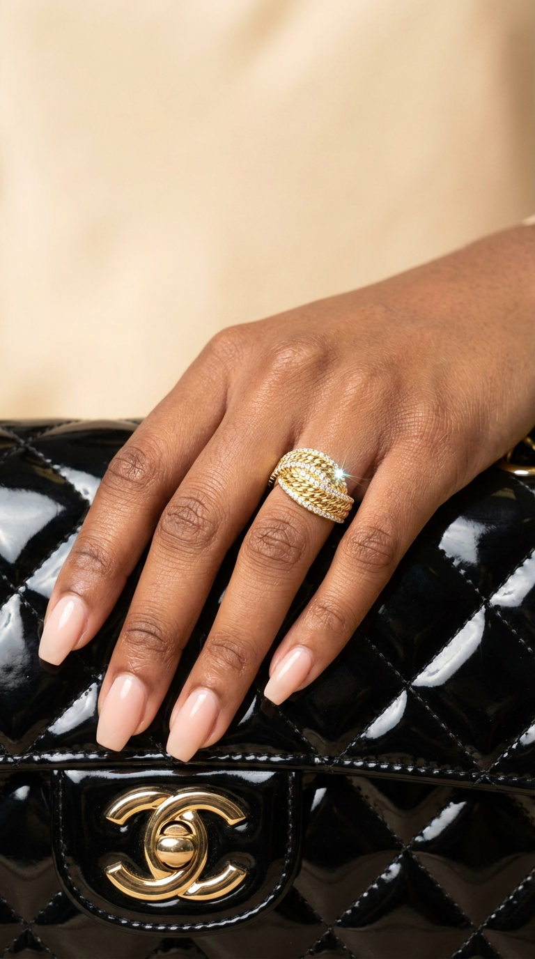 SHARON Multi-Row White CZ Diamond Band Ring 18K Gold Over Sterling Silver