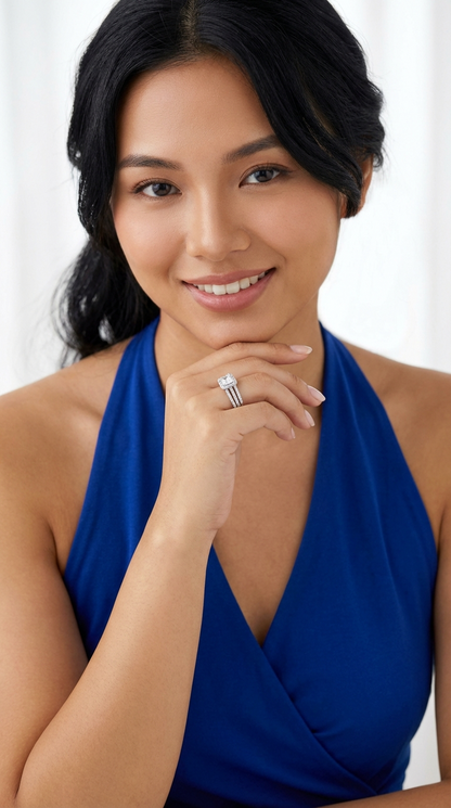 SHILOH CZ Diamond Multi-Row Pavé Ring