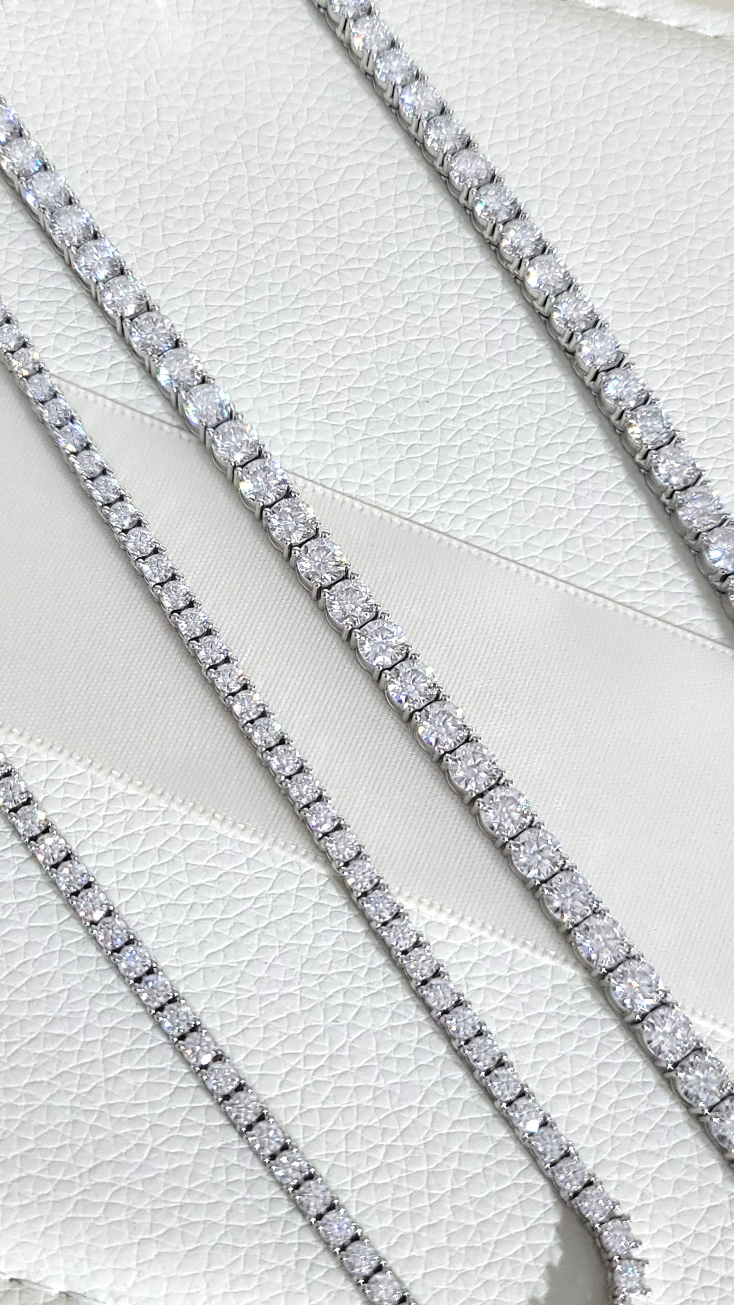 SKY 3MM Moissanite Tennis Necklace in Rhodium Over Sterling Silver