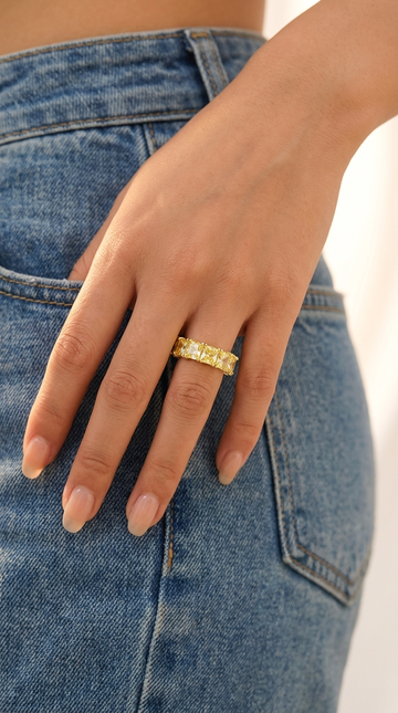 SOFIA CZ Diamond Eternity Tennis Band Ring in 14K GP