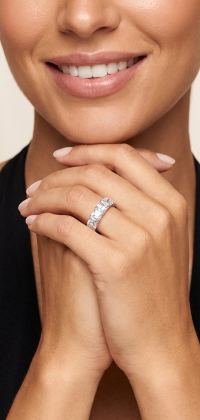 SOFIA White CZ Diamond Eternity Tennis Band in Rhodium Over Sterling Silver