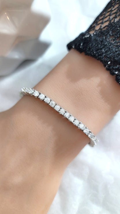 STELLA 3MM Moissanite Tennis Bracelet in Rhodium Over Sterling Silver