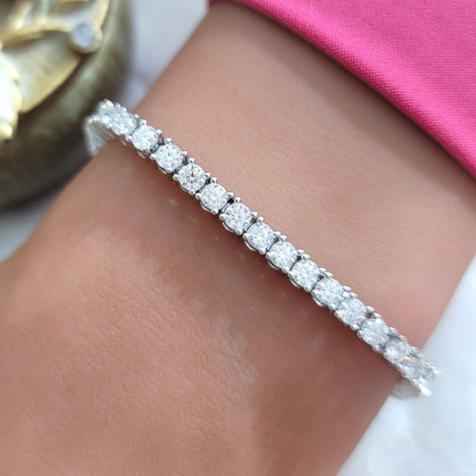 STELLA 3MM Moissanite Tennis Bracelet in Rhodium Over Sterling Silver