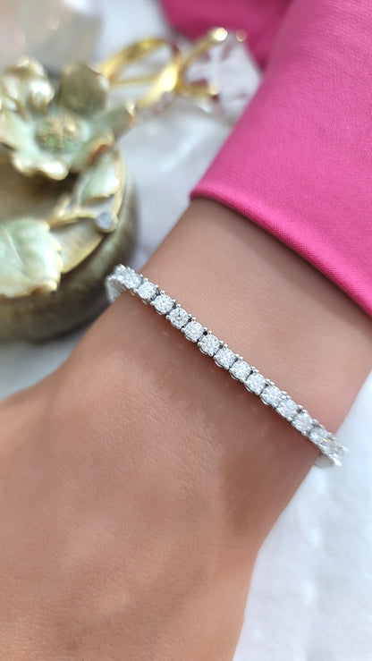 STELLA 3MM Moissanite Tennis Bracelet in Rhodium Over Sterling Silver
