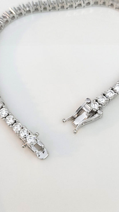 STELLA 3MM Moissanite Tennis Bracelet in Rhodium Over Sterling Silver
