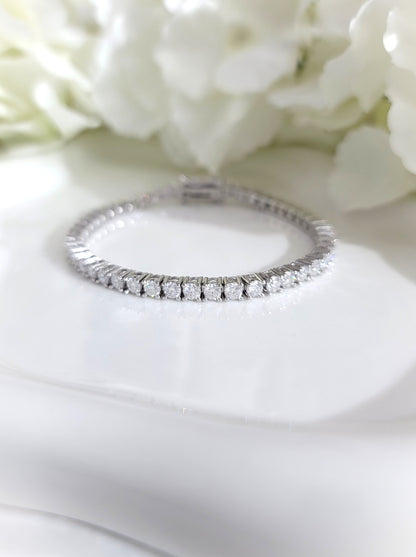 STELLA 3MM Moissanite Tennis Bracelet in Rhodium Over Sterling Silver