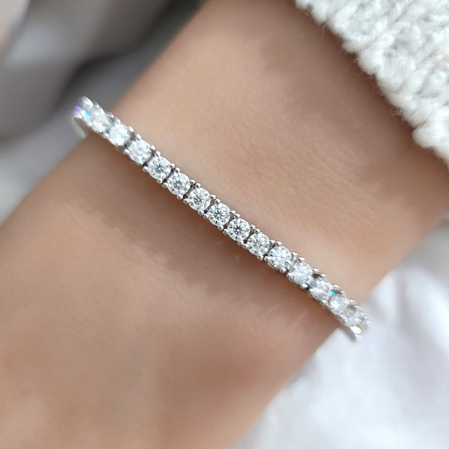 STELLA 3MM Moissanite Tennis Bracelet in Rhodium Over Sterling Silver