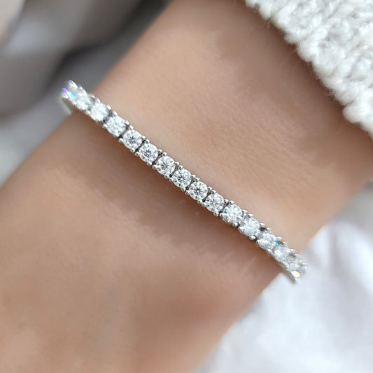 STELLA 3MM Moissanite Tennis Bracelet in Rhodium Over Sterling Silver