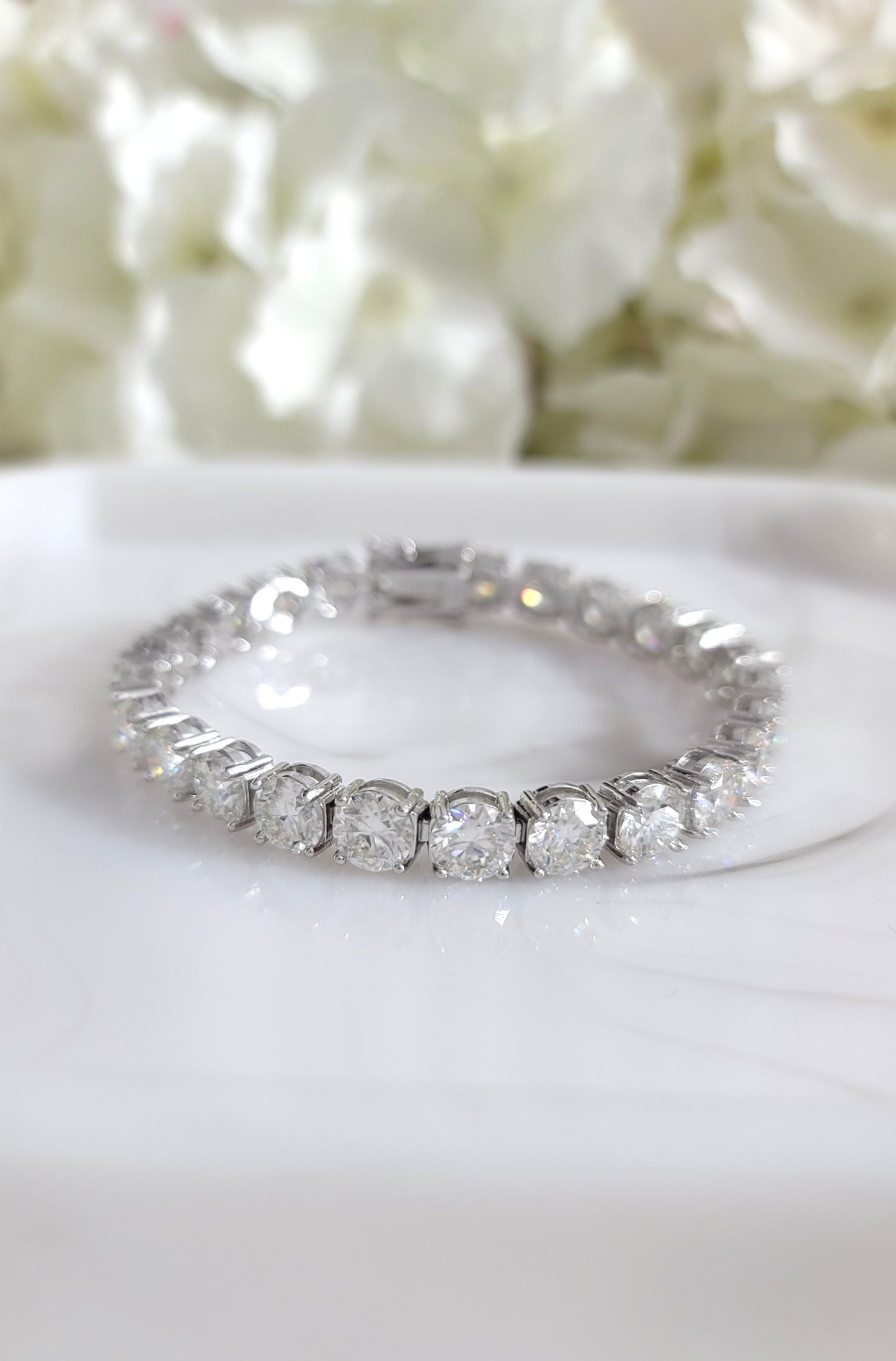 STELLA 6.5MM Moissanite Tennis Bracelet in Rhodium Over Sterling Silver