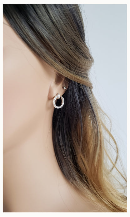 TANIA 16mm Open Circle Hoop Earrings 18K White Gold Plated