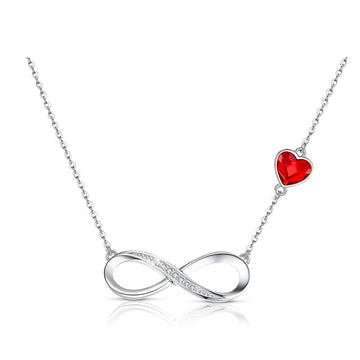 TIFFANY Figure Eight & Red Crystal Heart Pendant Necklace