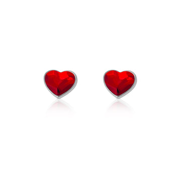 TIFFANY Austrian Red Crystal Heart Stud Earrings