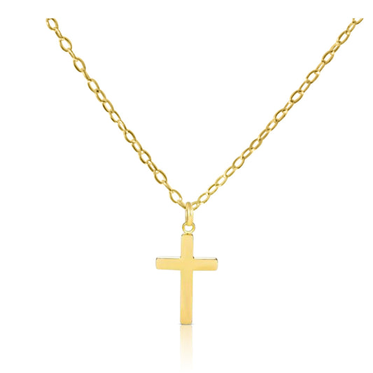 VIA Dainty Cross Necklace Pendant 18K Gold Plated