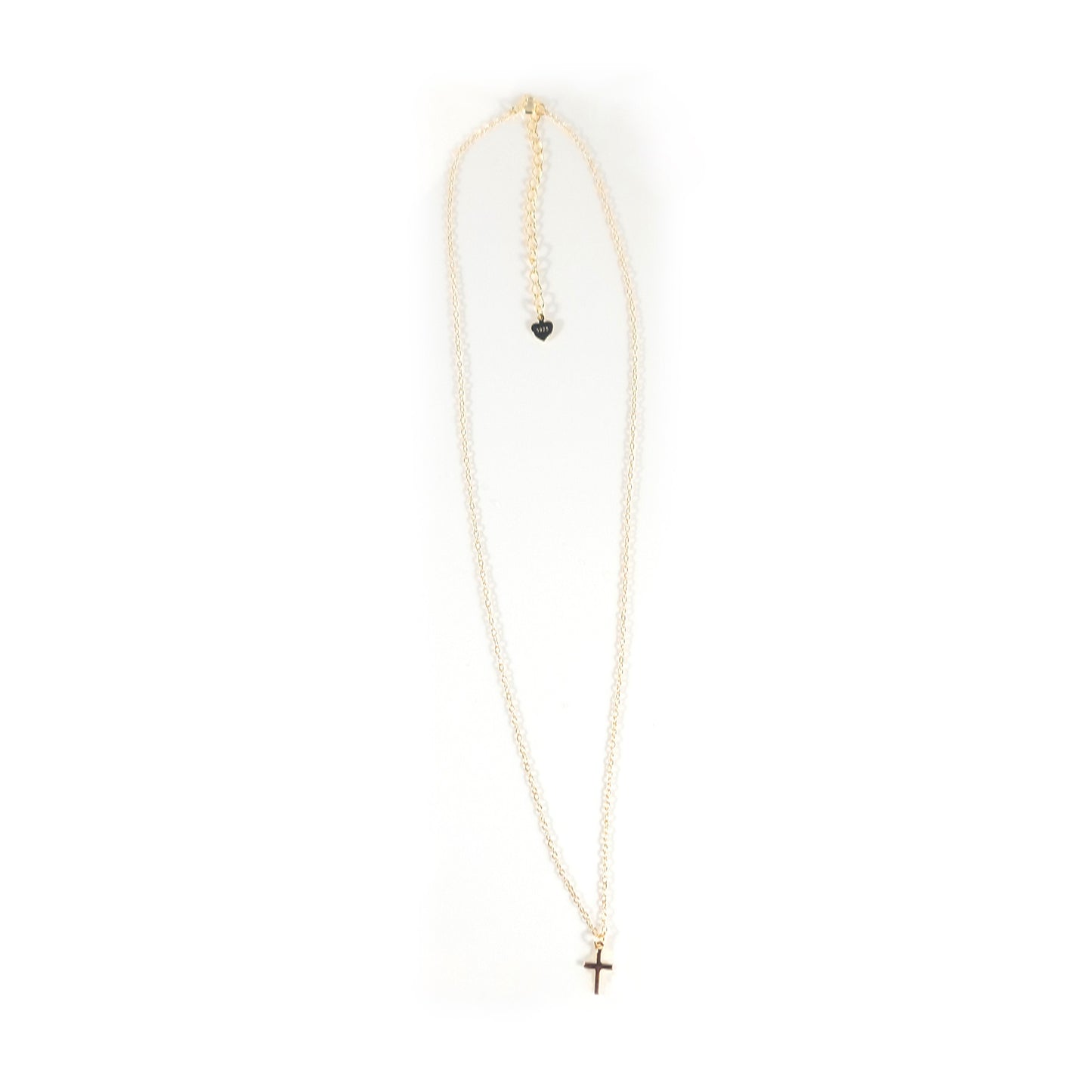 VIA Dainty Cross Pendant Necklace 18K Gold Plated