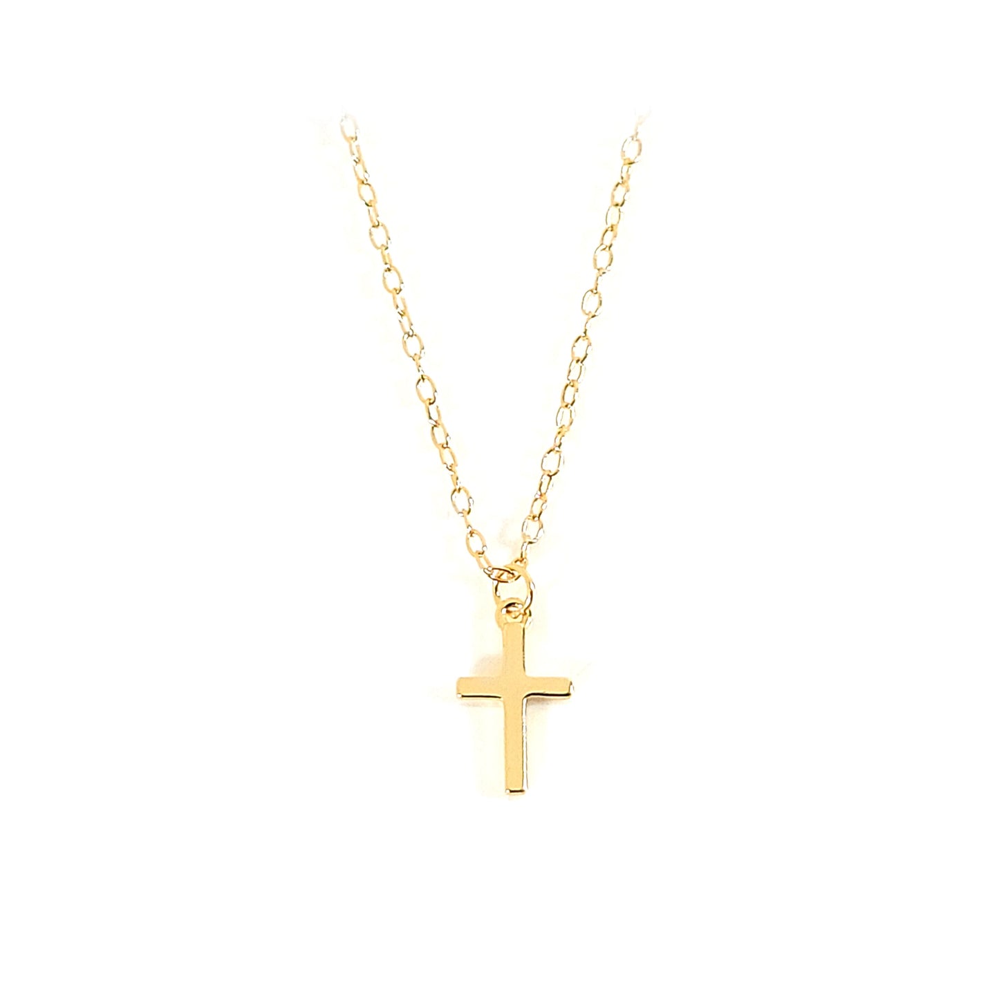 VIA Dainty Cross Pendant Necklace 18K Gold Plated