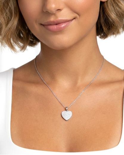 ANGELIQUE "I Love You Deeply" Pavé CZ Double Heart Pendant Necklace