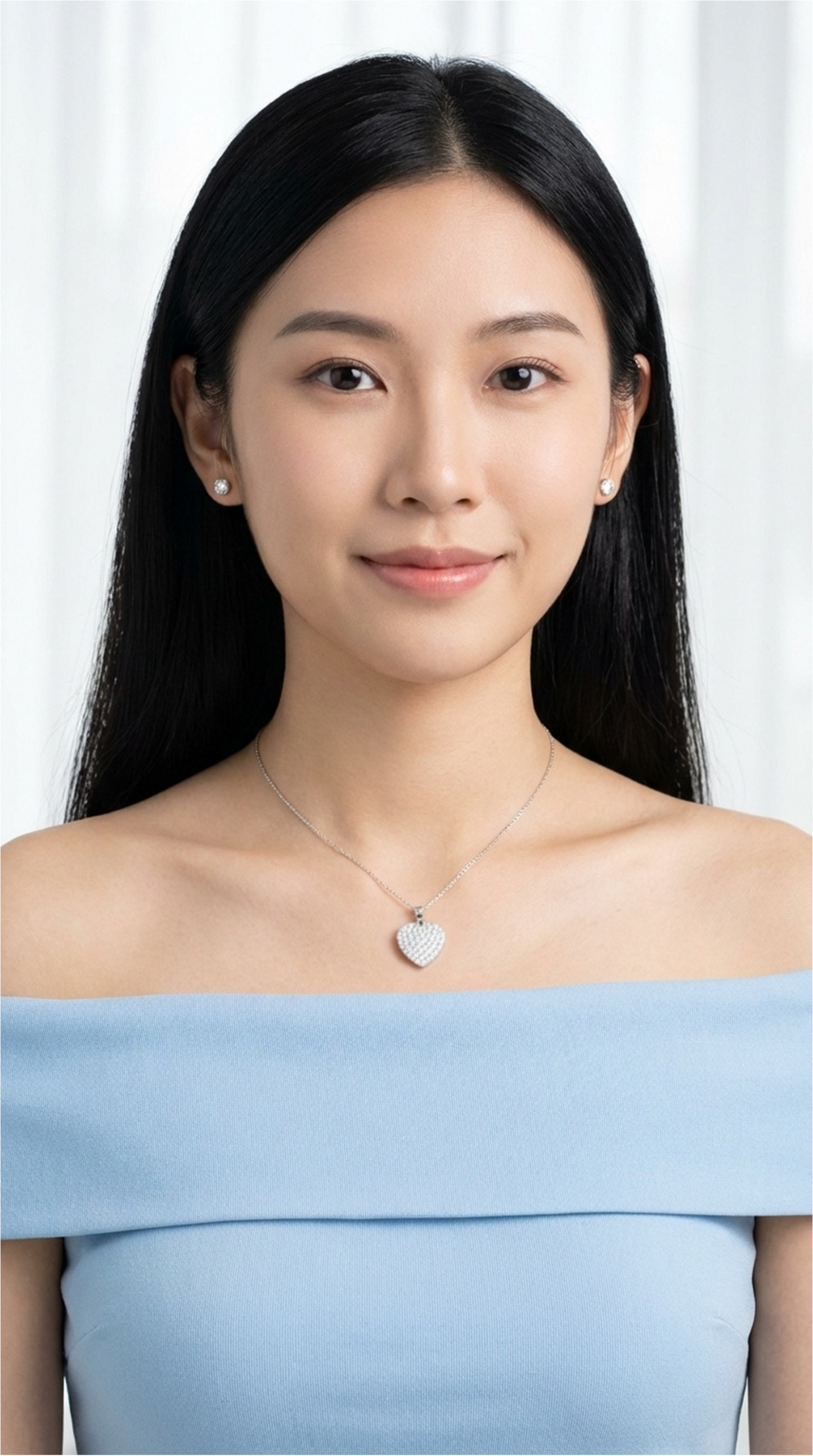 ANGELIQUE "I Love You Deeply" Pave White CZ Diamond Double Heart Pendant Necklace