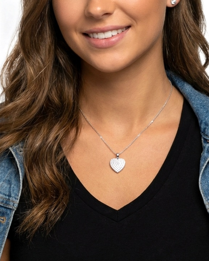 ANGELIQUE "I Love You Deeply" Pavé CZ Double Heart Pendant Necklace