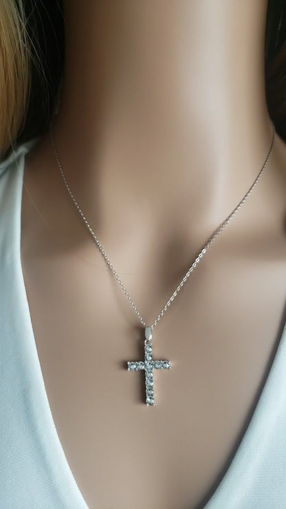 GRACE Cross Necklace Pendant in Sterling Silver