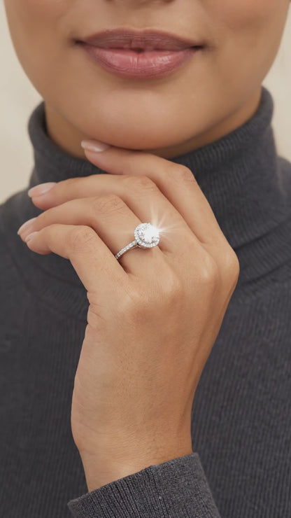 RACHEL Round Cut CZ Diamond Halo Engagement Ring