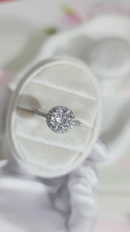 RACHEL Round Cut CZ Diamond Halo Engagement Ring