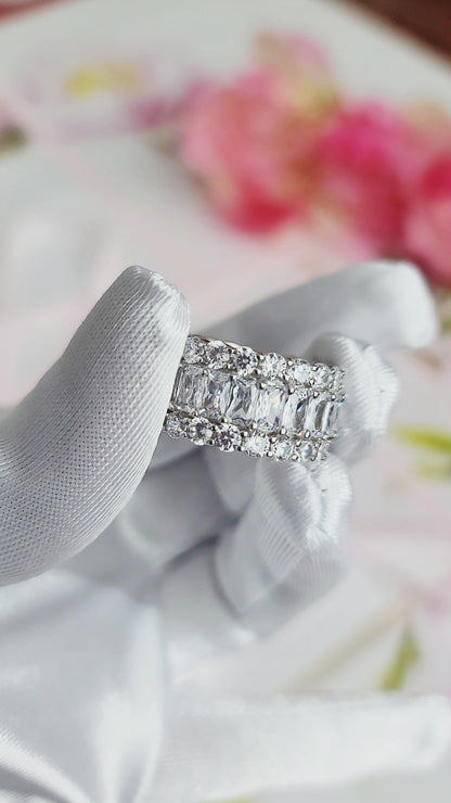 KATHERINE CZ Diamond Three-Row Eternity Ring