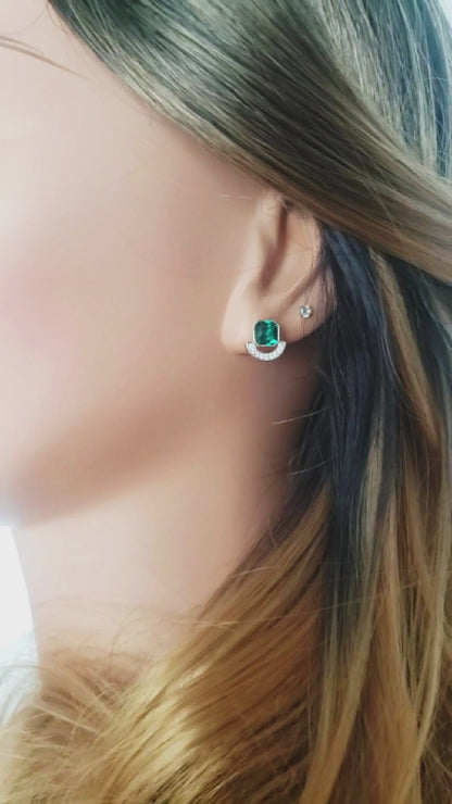 MELODY Emerald Green Crystal Bracelet, Earrings, Necklace Set in Rhodium Over Sterling Silver