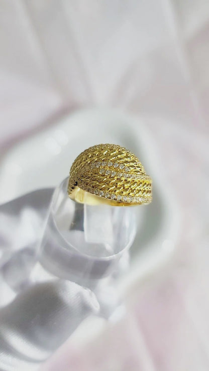 SHARON Multi-Row White CZ Diamond Band Ring 18K Gold Over Sterling Silver