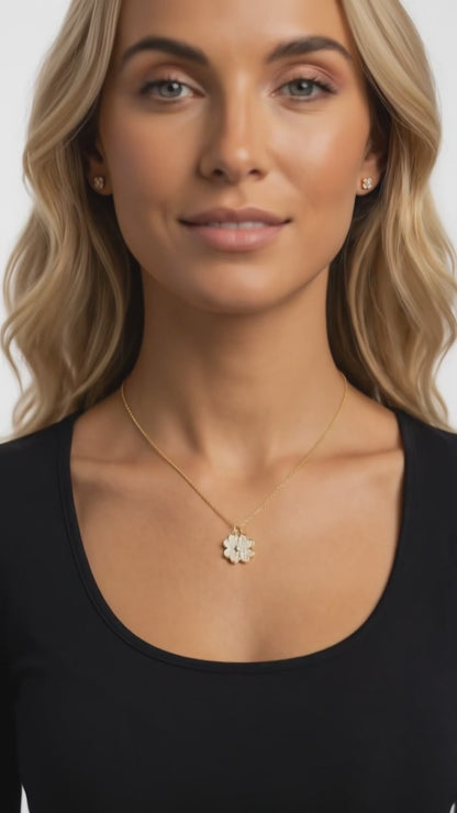 KARI Heart Shaped Four-Leaf Clover Pendant Necklace 14K Gold Over Sterling Silver
