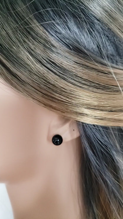 PAULA 8mm Black Onyx Stud Earrings