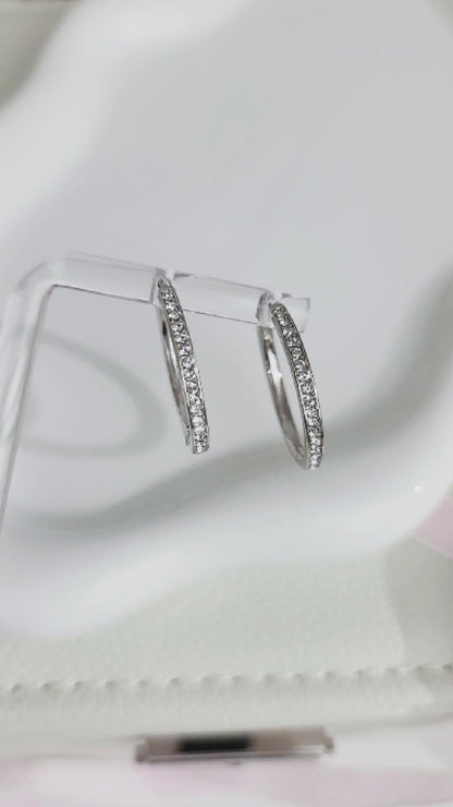 KAYLEIGH 20MM White Crystal Diamond Hoop Earrings 18K White Gold Over Sterling Silver
