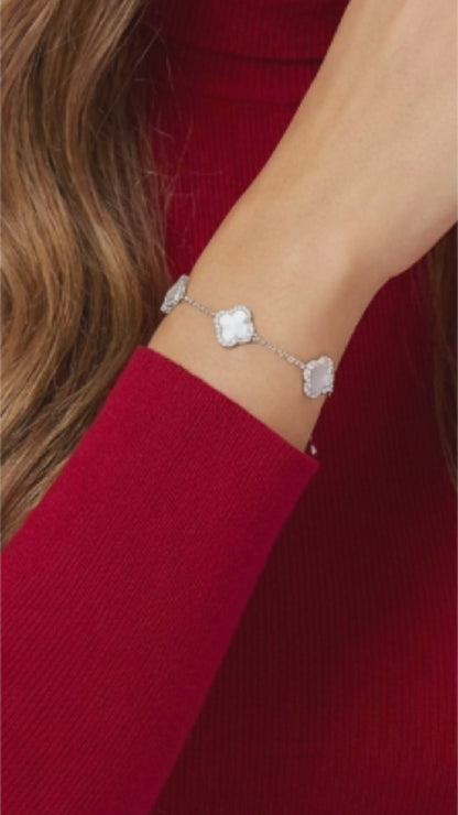 LAURA Four-Leaf Clover CZ & Mother-of-Pearl Bracelet
