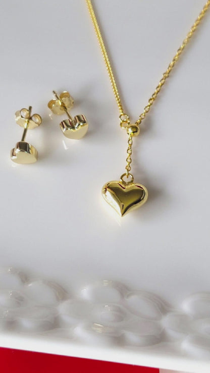 DARLYINE Heart Drop Pendant Necklace 18K Gold Over Sterling Silver