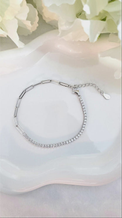 SHANNON 3MM CZ Diamond Tennis Paperclip Bracelet